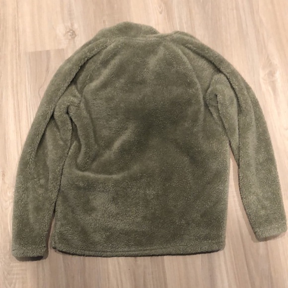 VS PINK gray/green Sherpa fleece quarter zip pullover - Picture 5 of 6